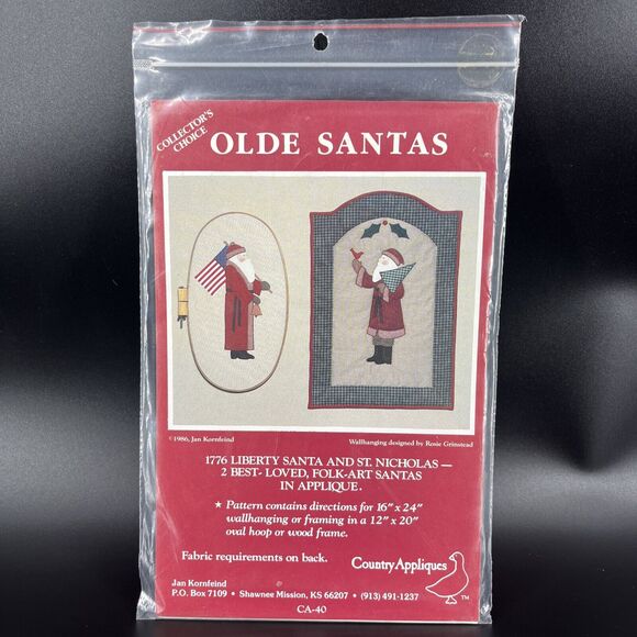 Country Appliques Olde Santa Series 2 Folk-Art Santa Designs Quilt Pattern CA-40 - Picture 1 of 9
